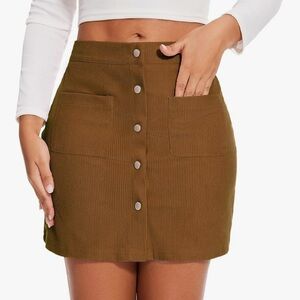 Brown Button-Up Mini Skirt